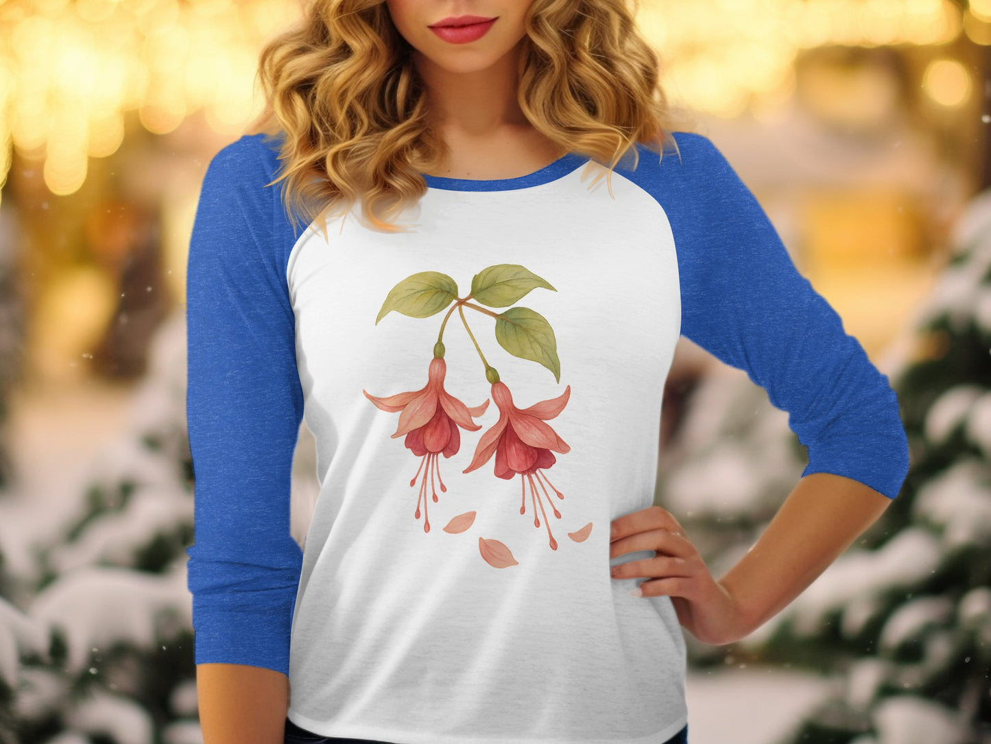 Fuchsia Flower Print Women's Long Sleeve Shirt product