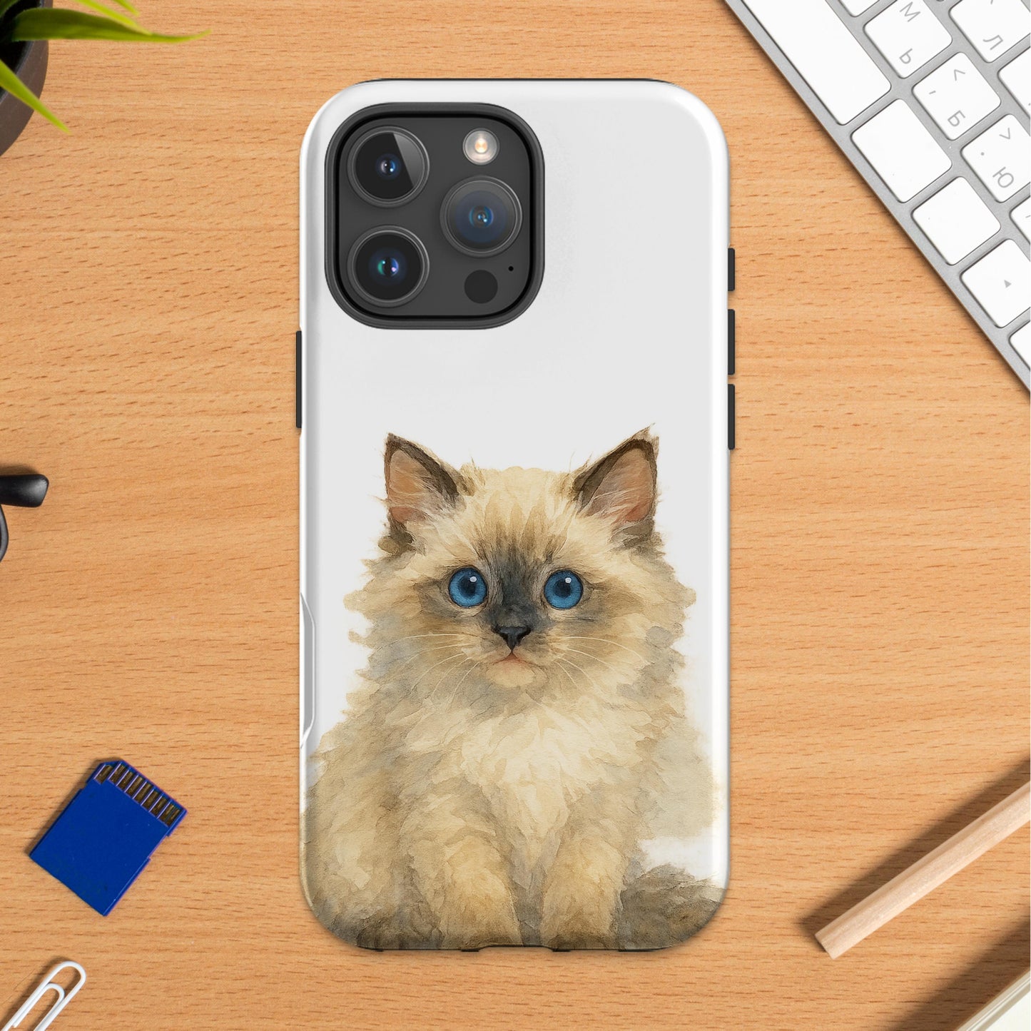 Cute Fluffy Kitten Illustration on Phone Case product