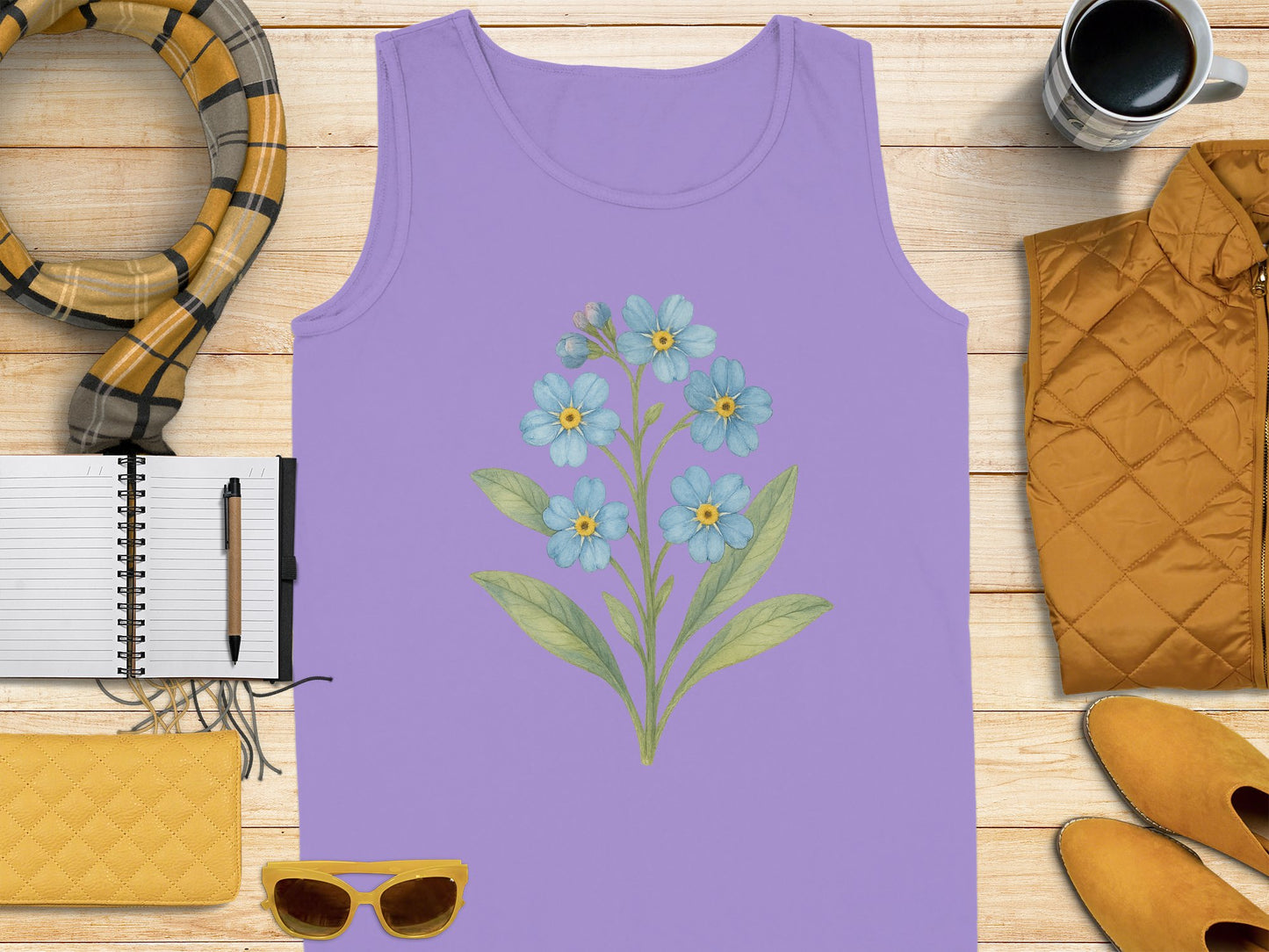 Floral Illustration on Purple Sleeveless Shirt product