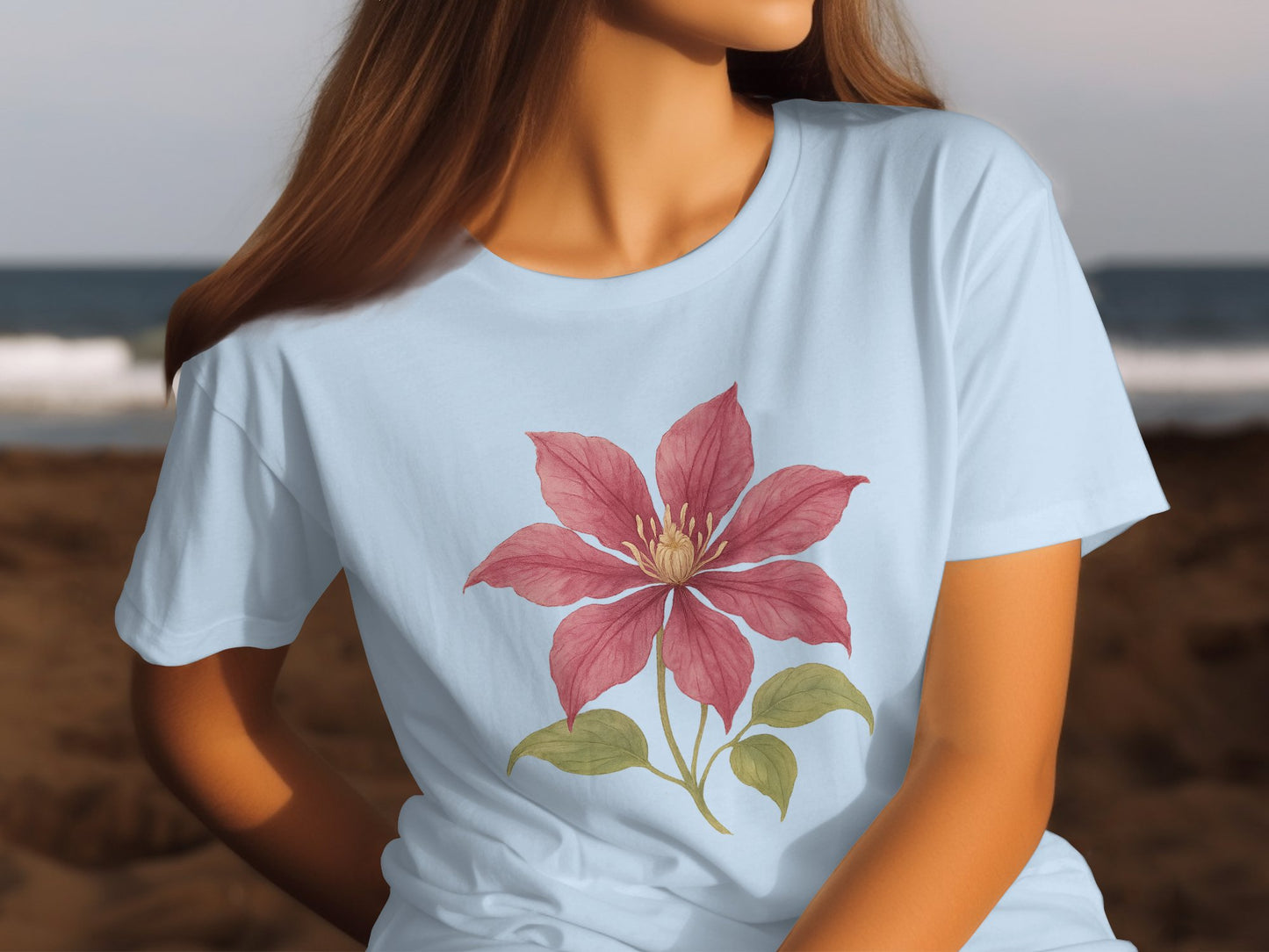 Beautiful Floral Graphic Design on White T-Shirt product type
