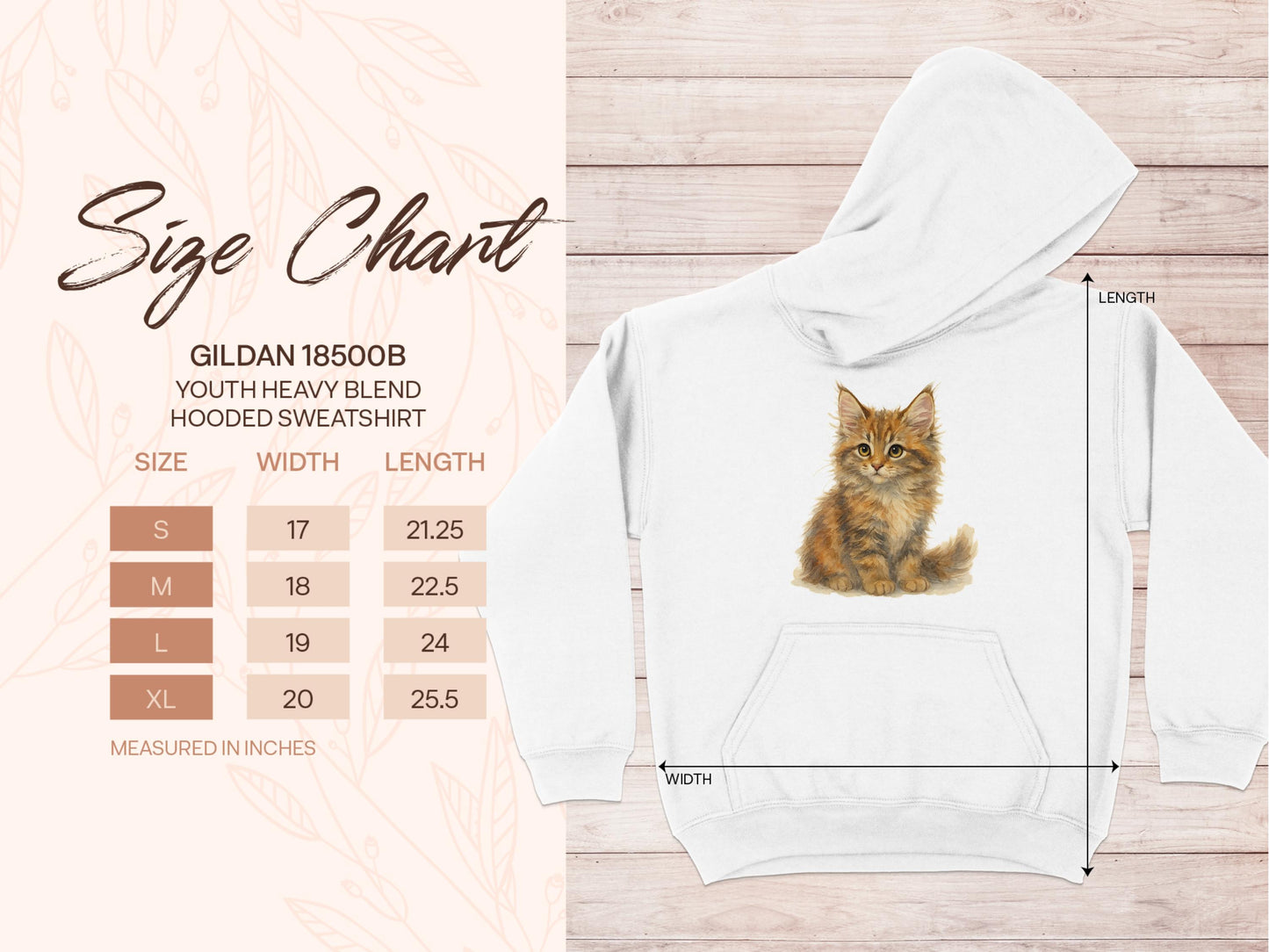 Youth Hooded Sweatshirt Featuring Adorable Cat product type