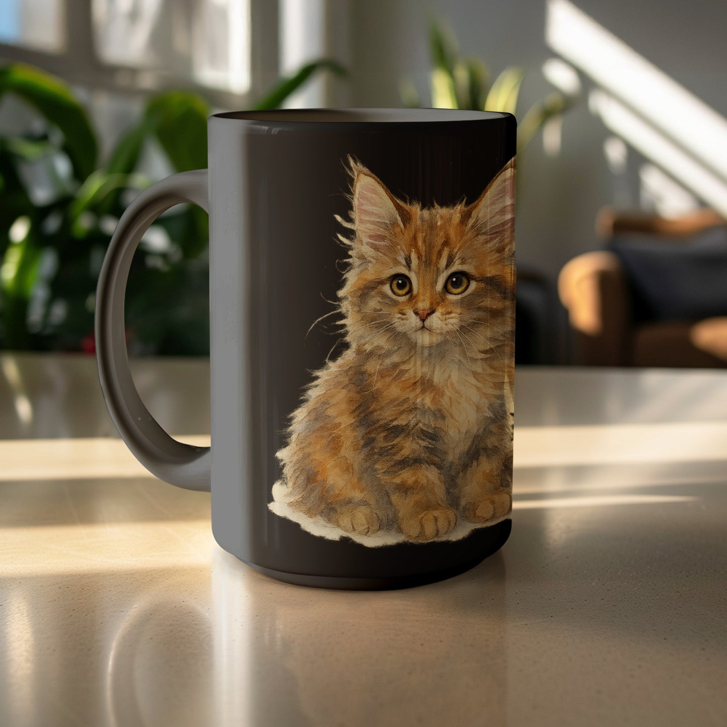 Adorable Fluffy Kitten Print Ceramic Mug product