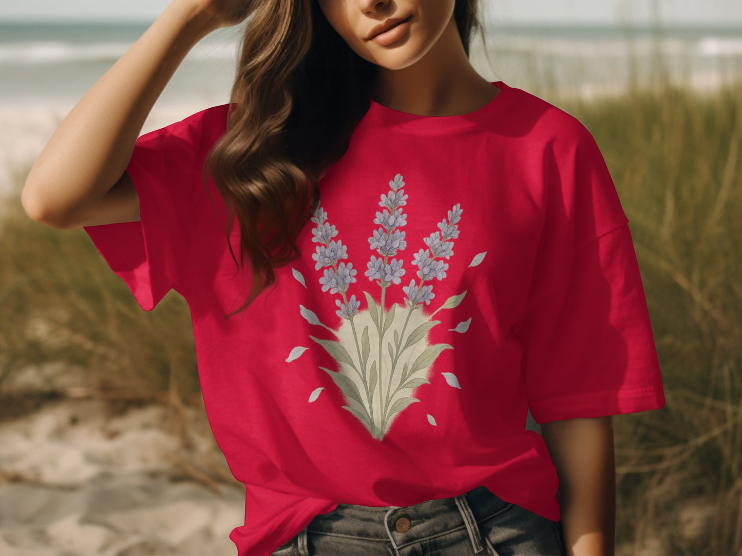 Lavender Floral Graphic Beachwear Shirt product type