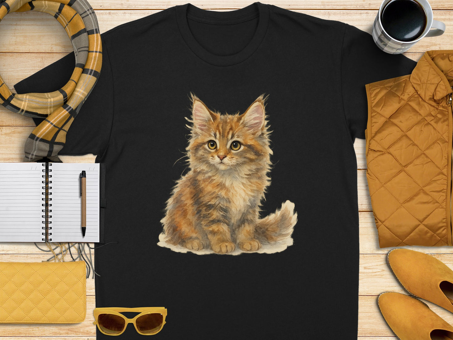 Adorable Fluffy Kitten Illustration T-Shirt product