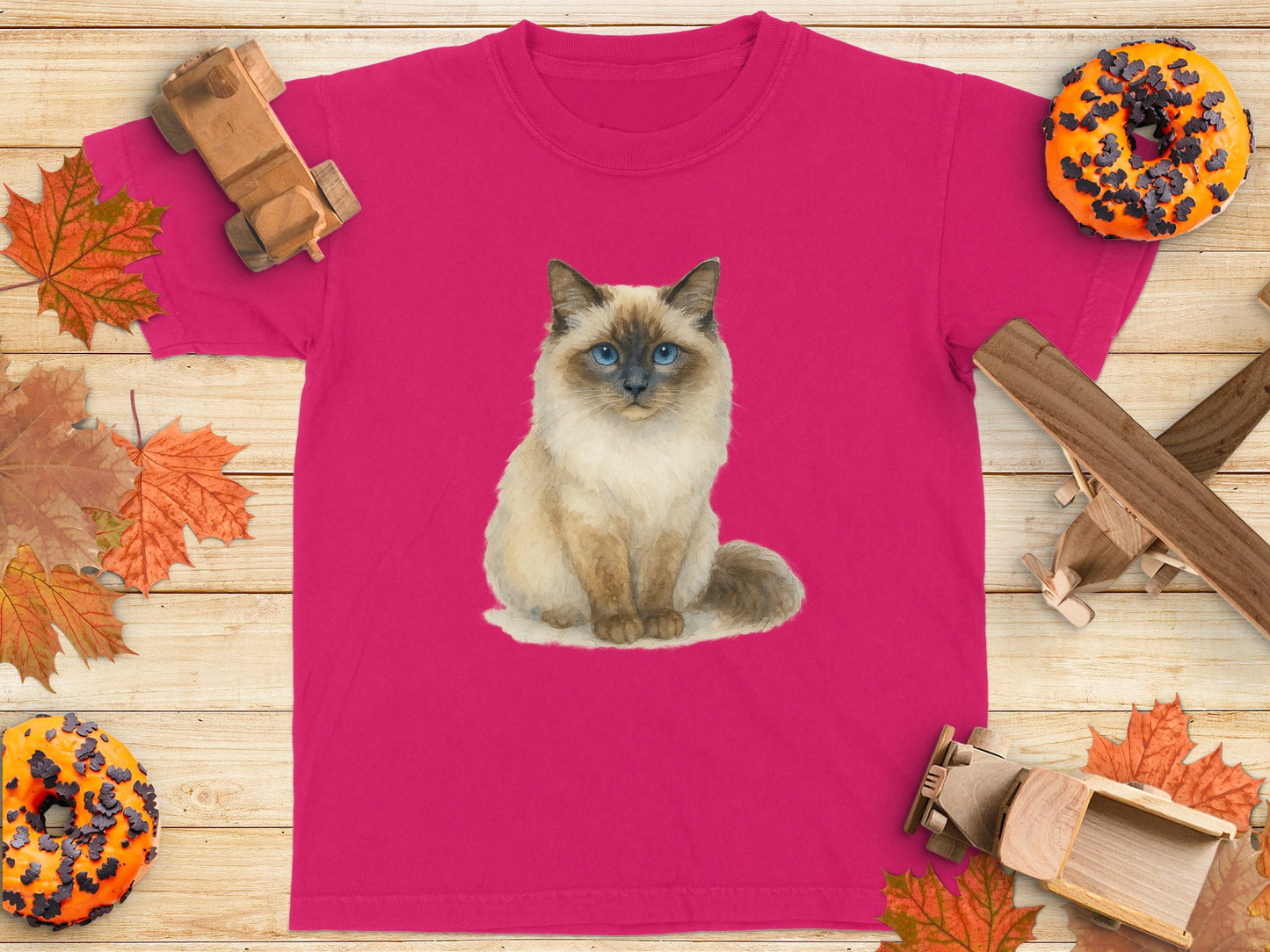 Cute Siamese Cat Graphic on Bright Pink Shirt product type