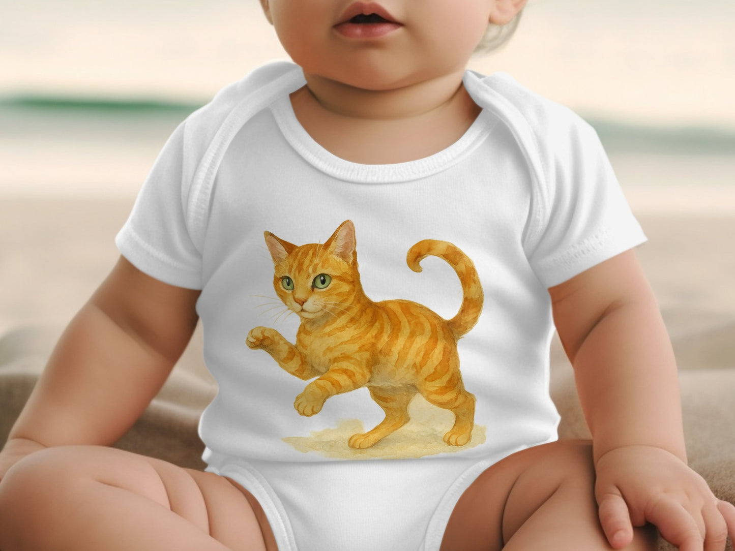 Cute Orange Cat Baby Onesie Adorable Animal Print product