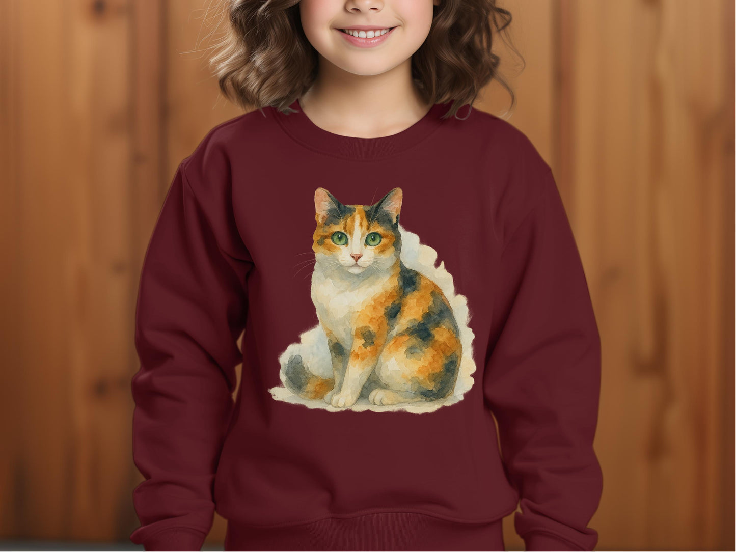 Adorable Calico Cat Design Kids Sweatshirt product