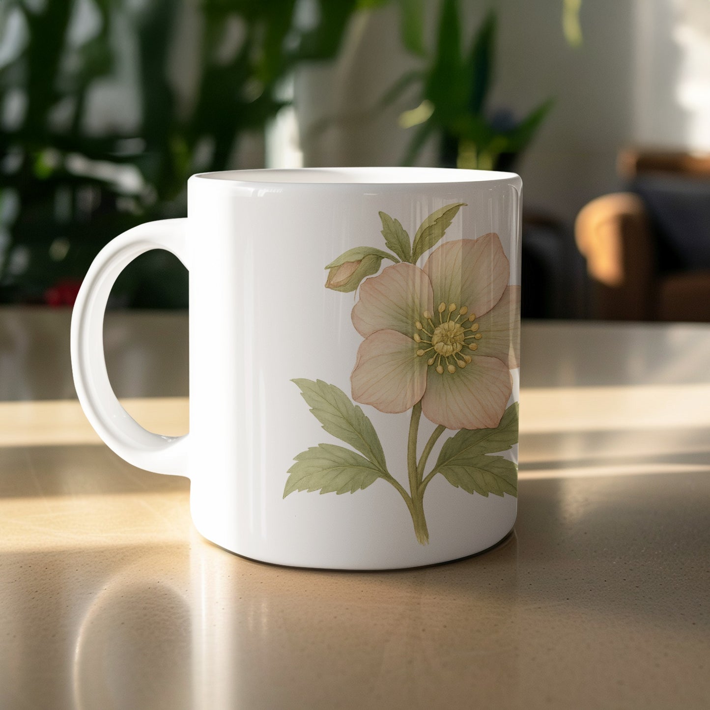 Elegant Floral Design White Ceramic Mug product