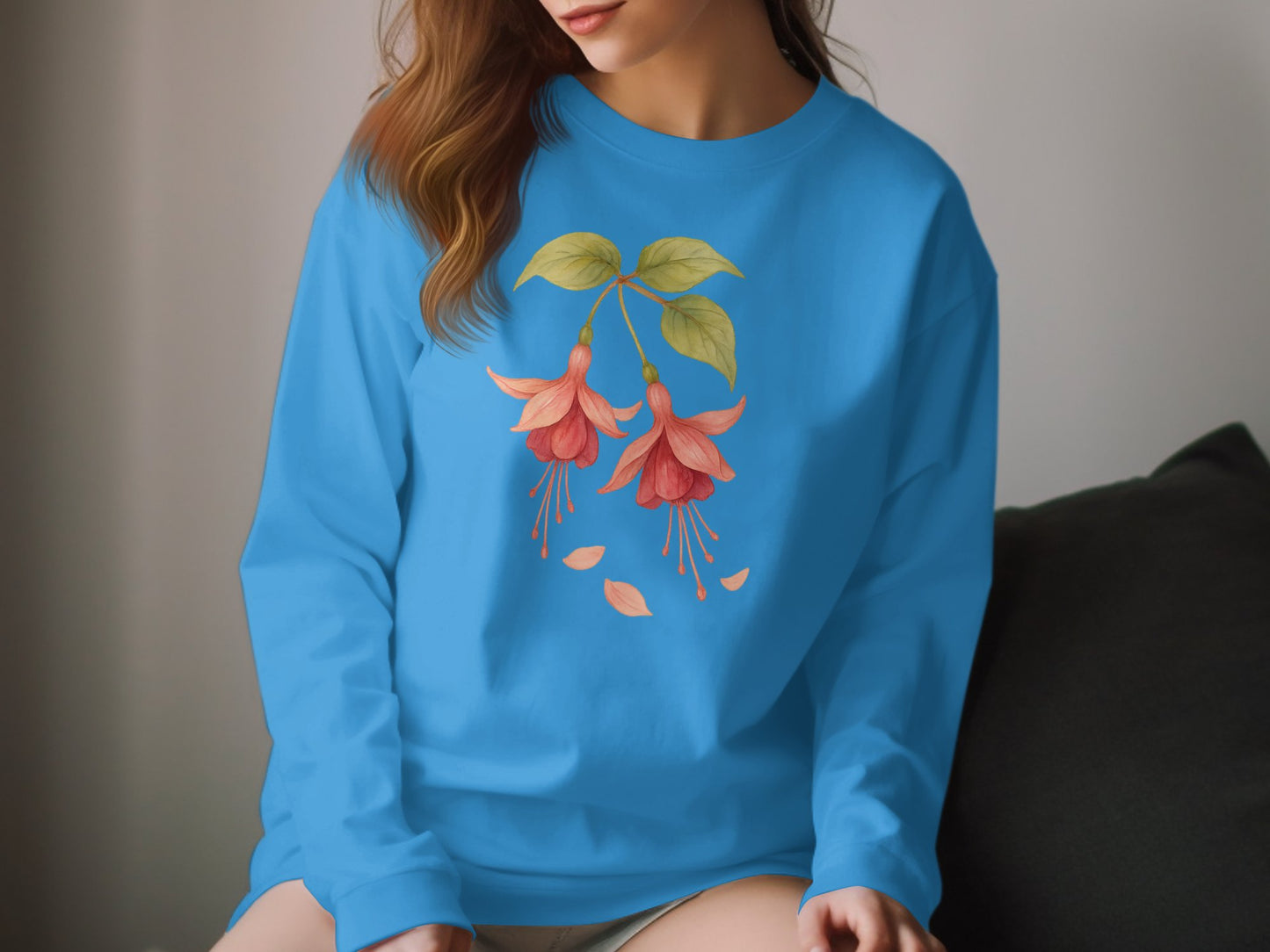 Blue Long Sleeve Top with Floral Print product type