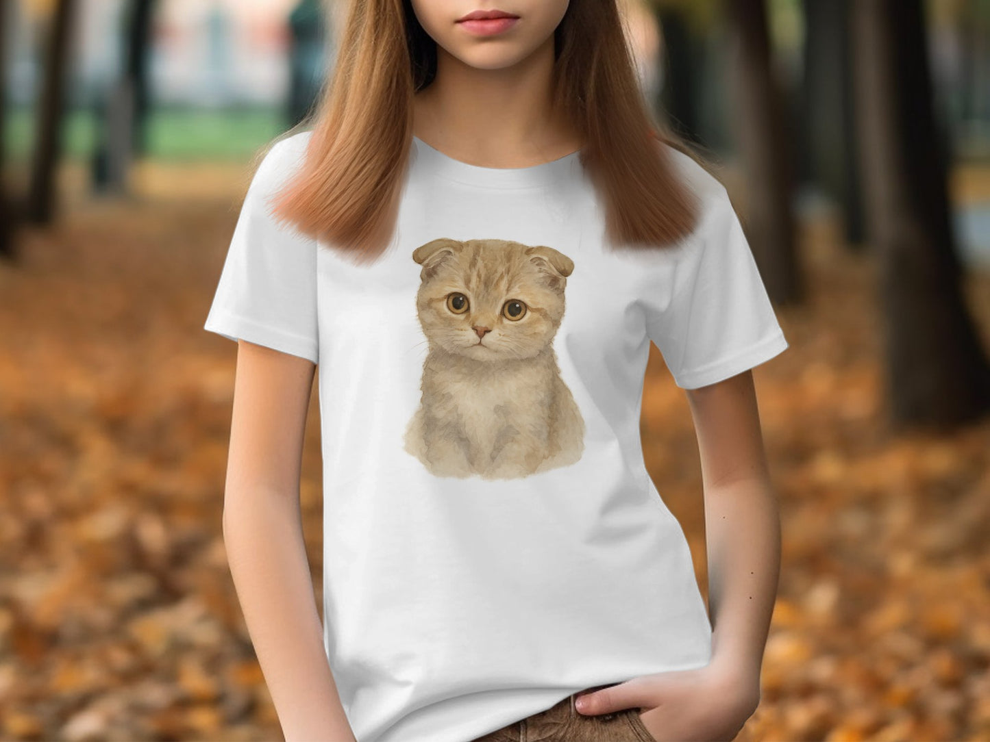 Cute Scottish Fold Cat Print Design Tshirt product