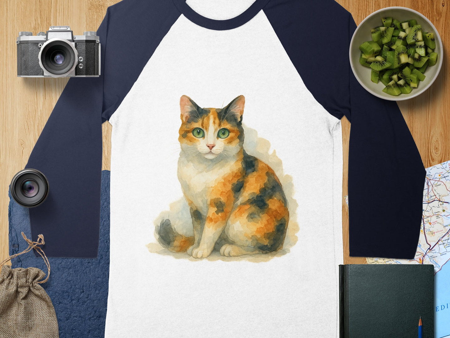 Calico Cat Print Graphic Long Sleeve Shirt product