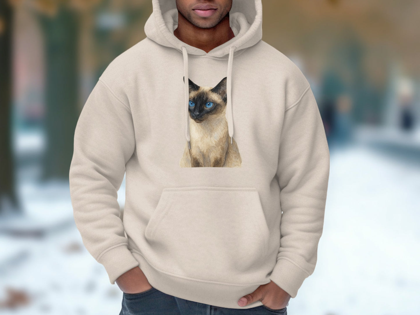 Cozy Hoodie with Adorable Siamese Cat Print product type