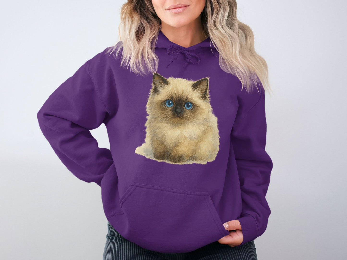 Adorable Fluffy Kitten Print on Hooded Sweatshirt product