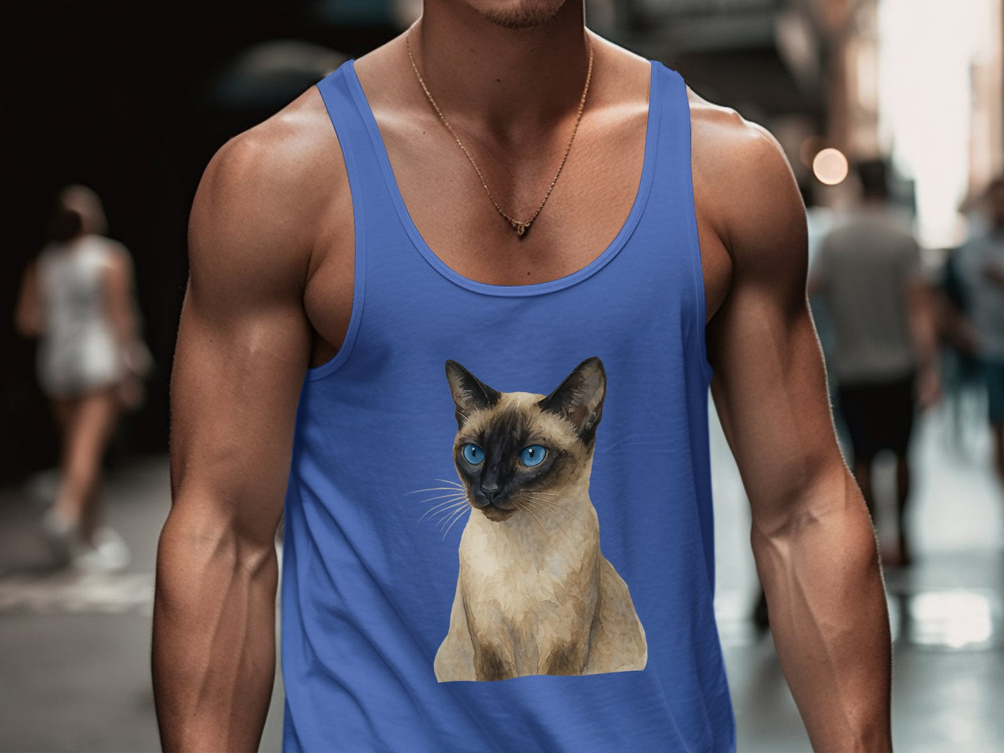 Stylish Tank Top with Blue-Eyed Cat Print product type