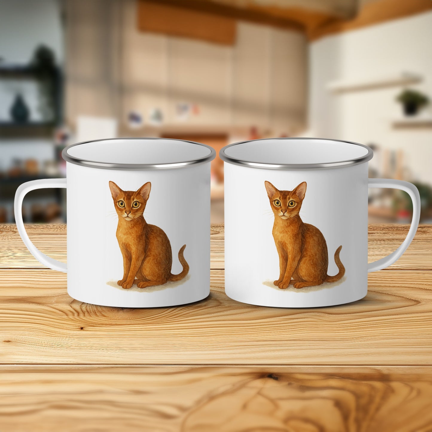 Cute Cat Design Enamel Coffee Mug Set product