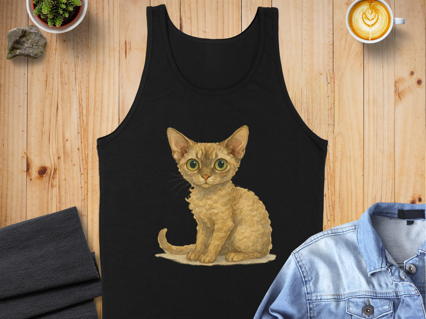 Cute Kitten Print on Black Tank Top Clothing product type