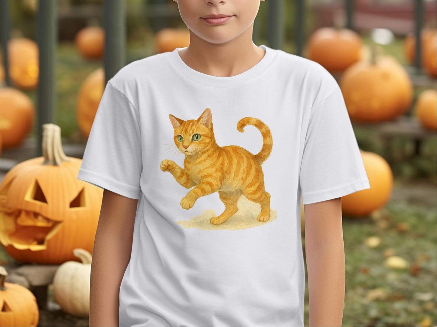 Playful Orange Cat Halloween Themed T-Shirt product