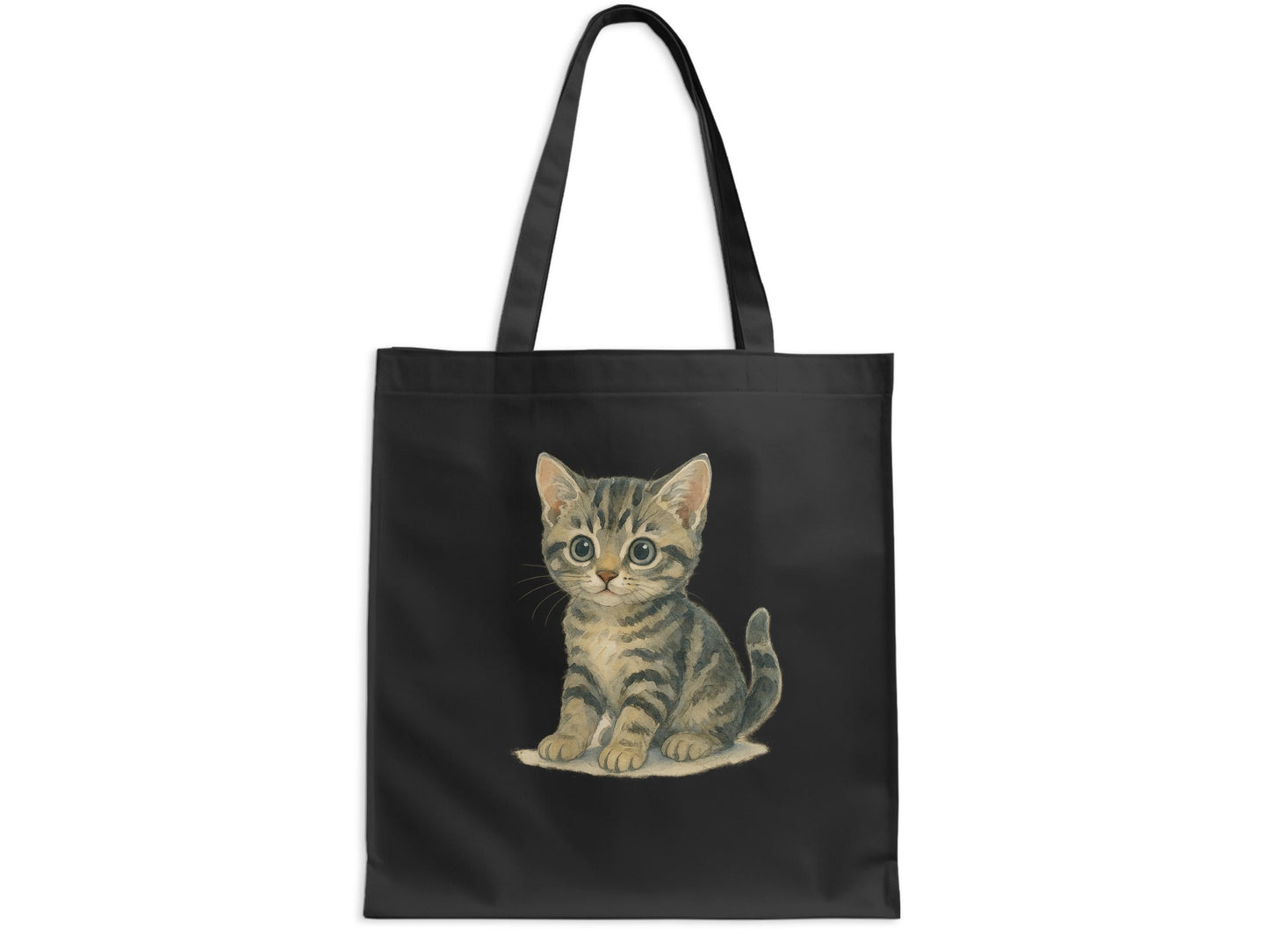 Adorable Kitten Printed Design Black Tote Bag product