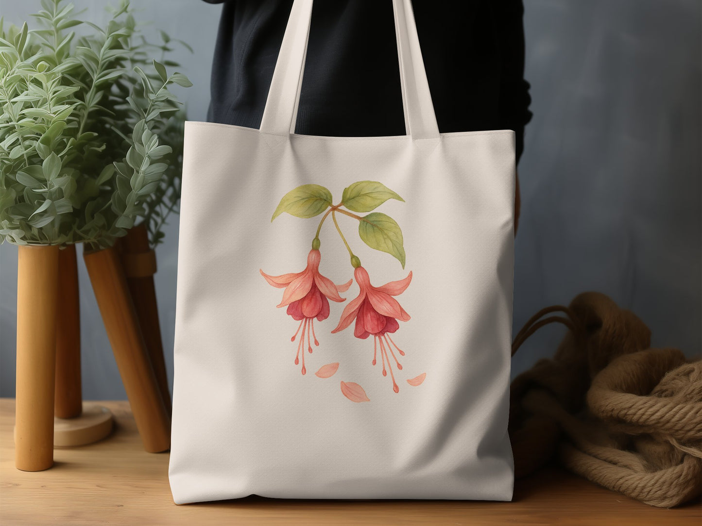 Floral Design with Pink Blooms Tote Bag product