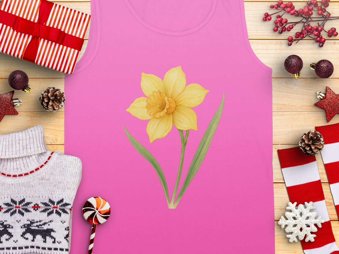 Pink Tank Top with Yellow Flower Graphic product type
