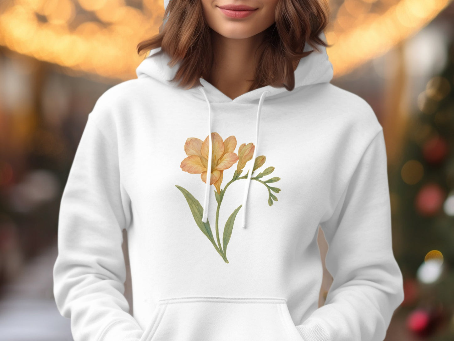 Elegant Floral Design White Hoodie product type