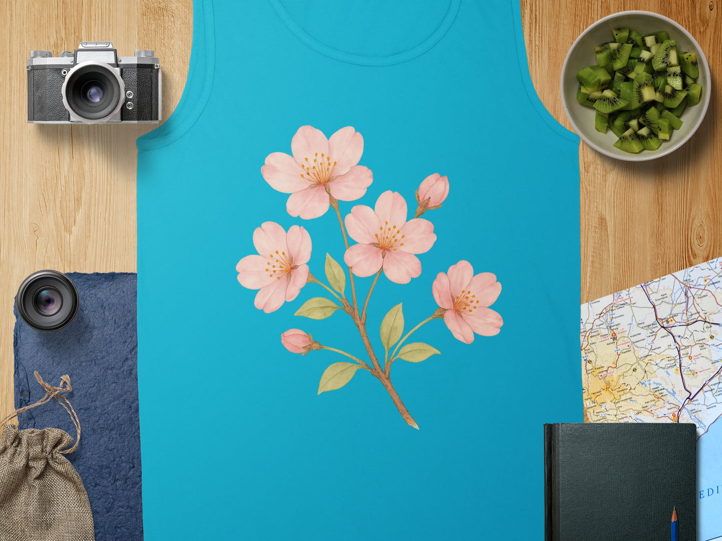 Floral Cherry Blossom Design on Blue product type