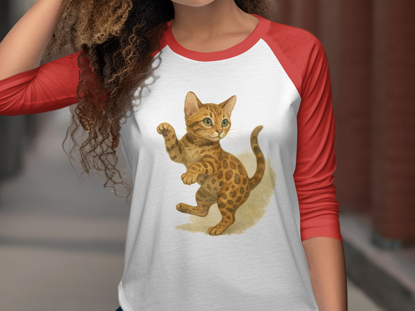 Adorable Kitten Print Women's Long Sleeve Raglan product type