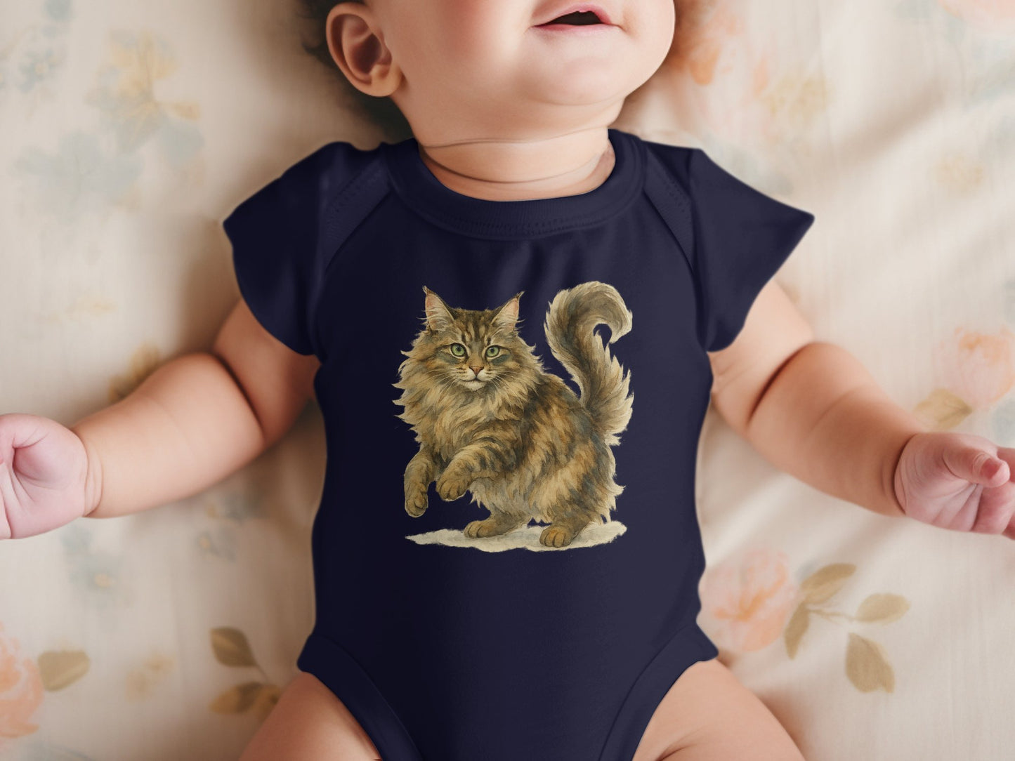 Cute Cat Printed Navy Blue Baby Onesie product type