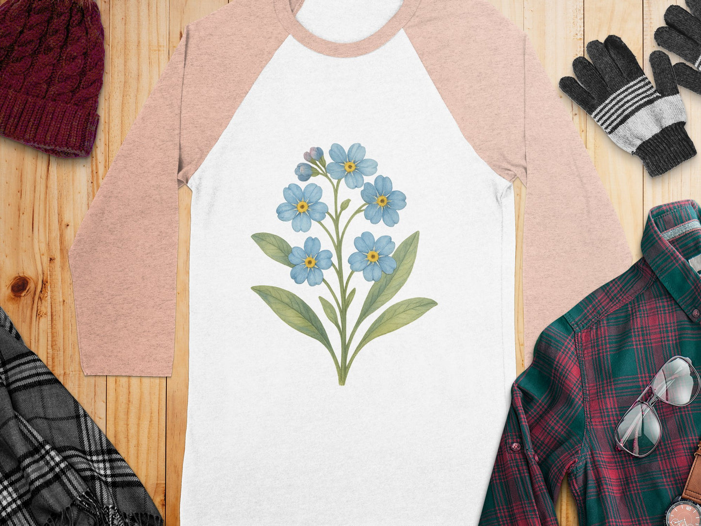 Blue Flower Design on Long Sleeve Shirt product type