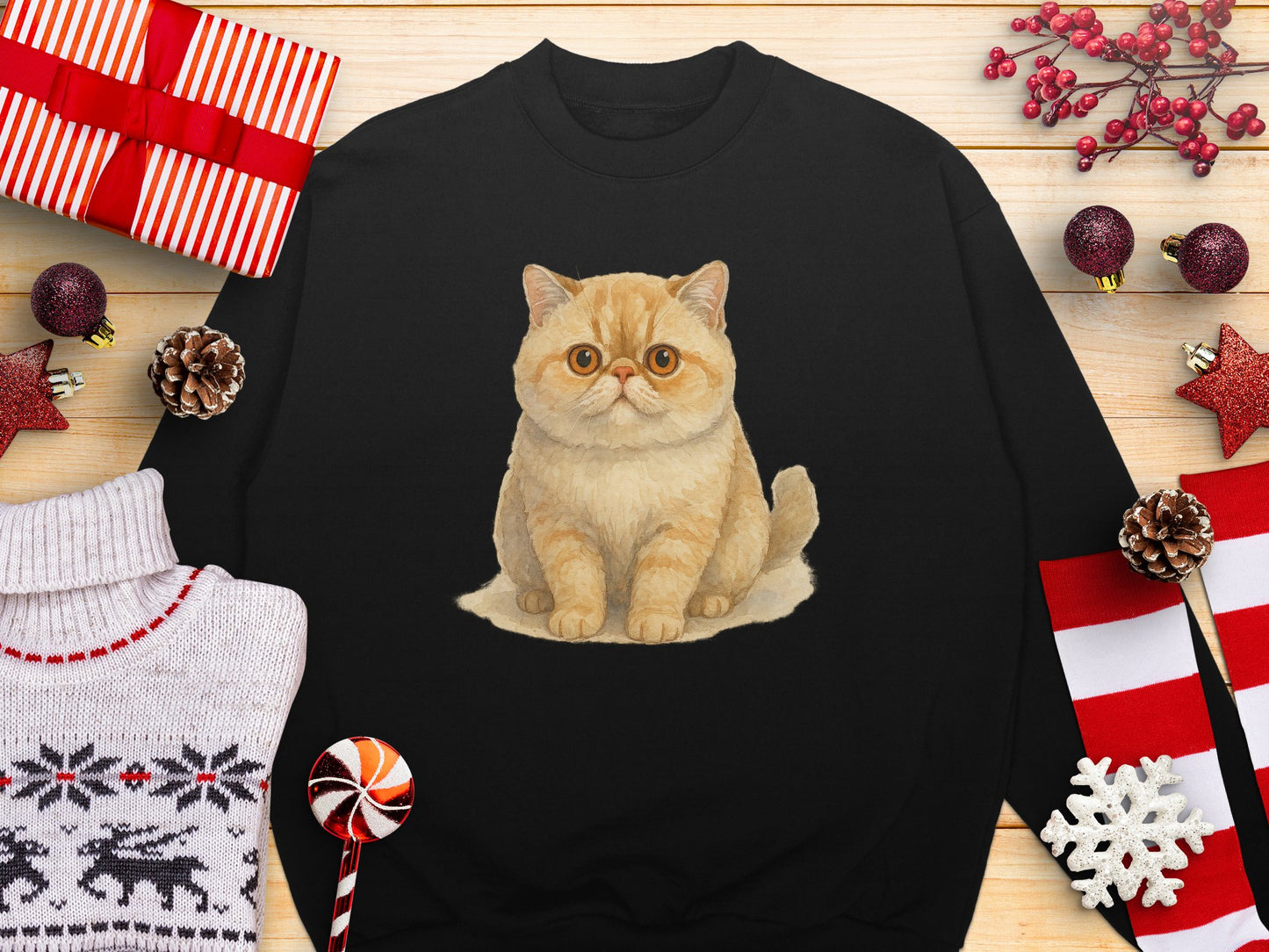 Adorable Cat Printed Black Sweatshirt Product