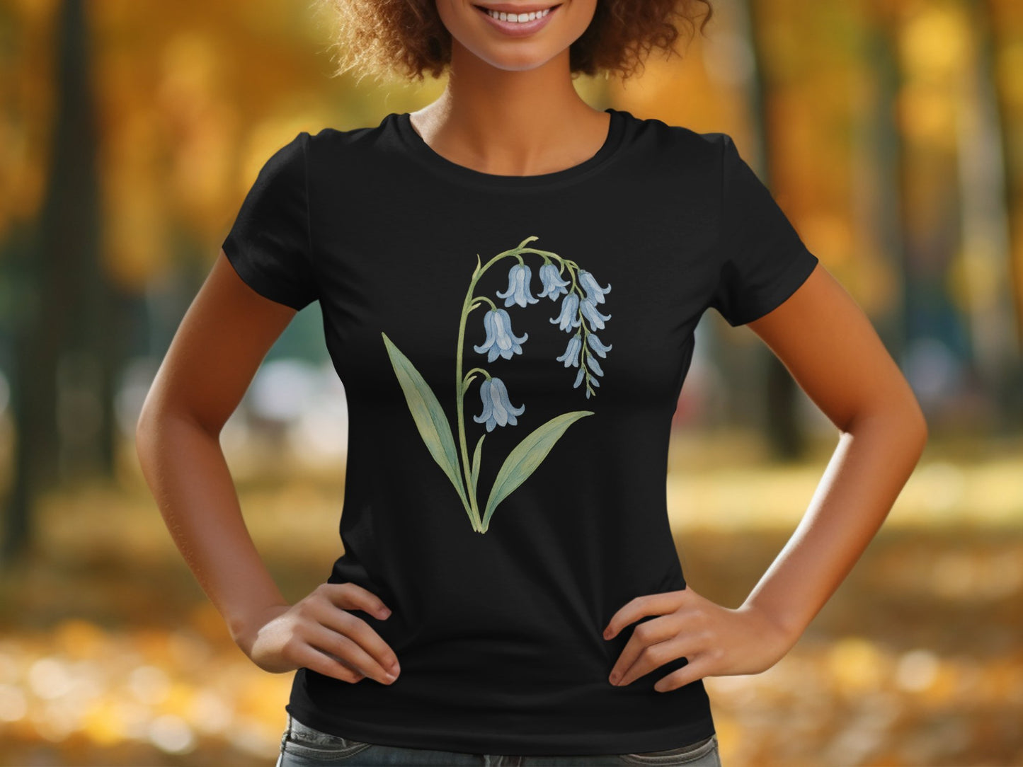 Elegant Floral Print Black Women's T-Shirt product type