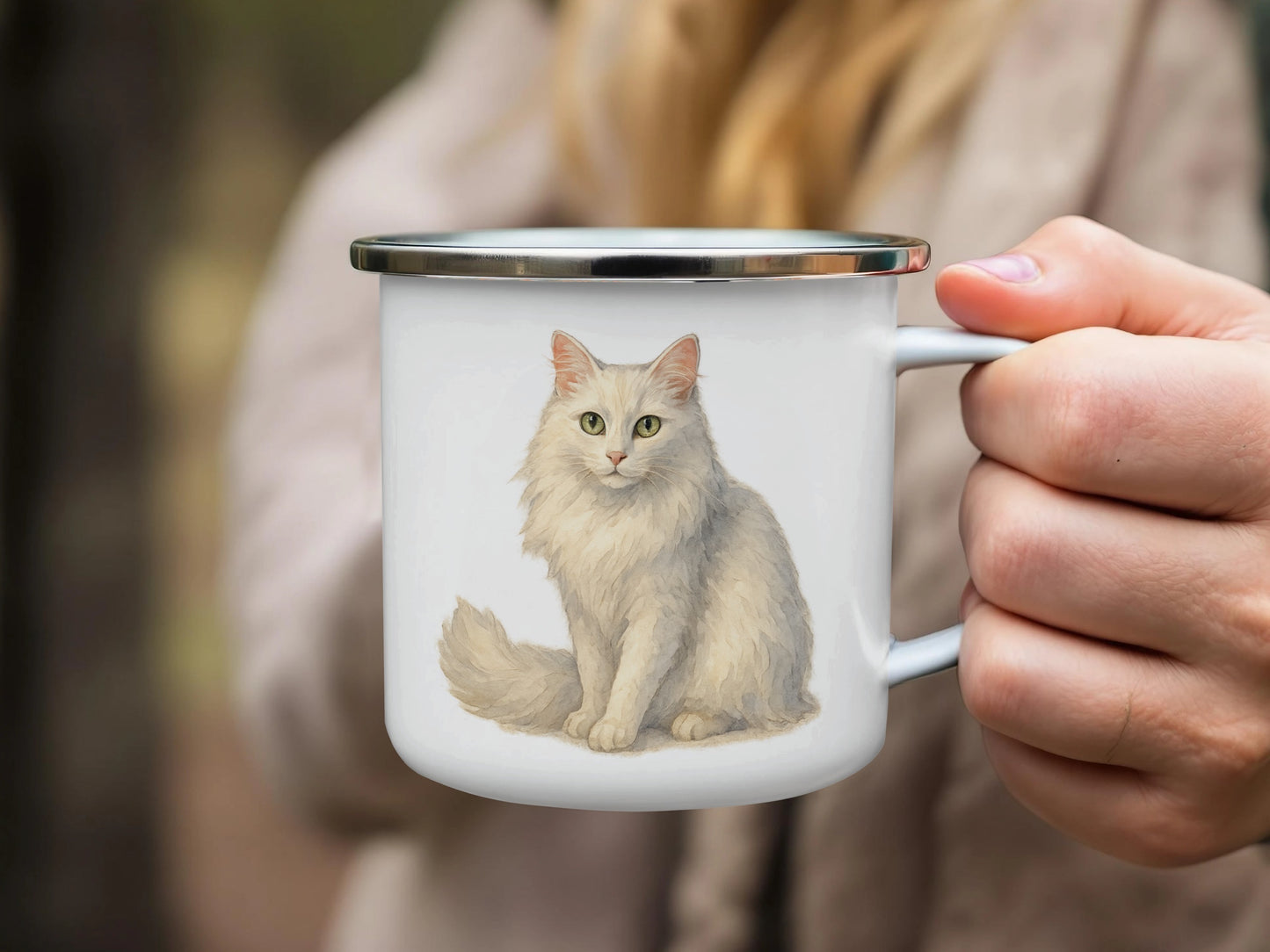 Beautiful Fluffy Cat Printed White Mug Unique product type