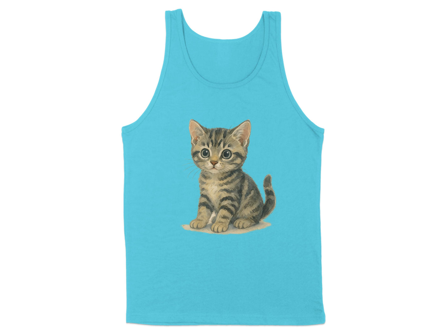 Cute Kitten Graphic Print on Blue Tank Top product