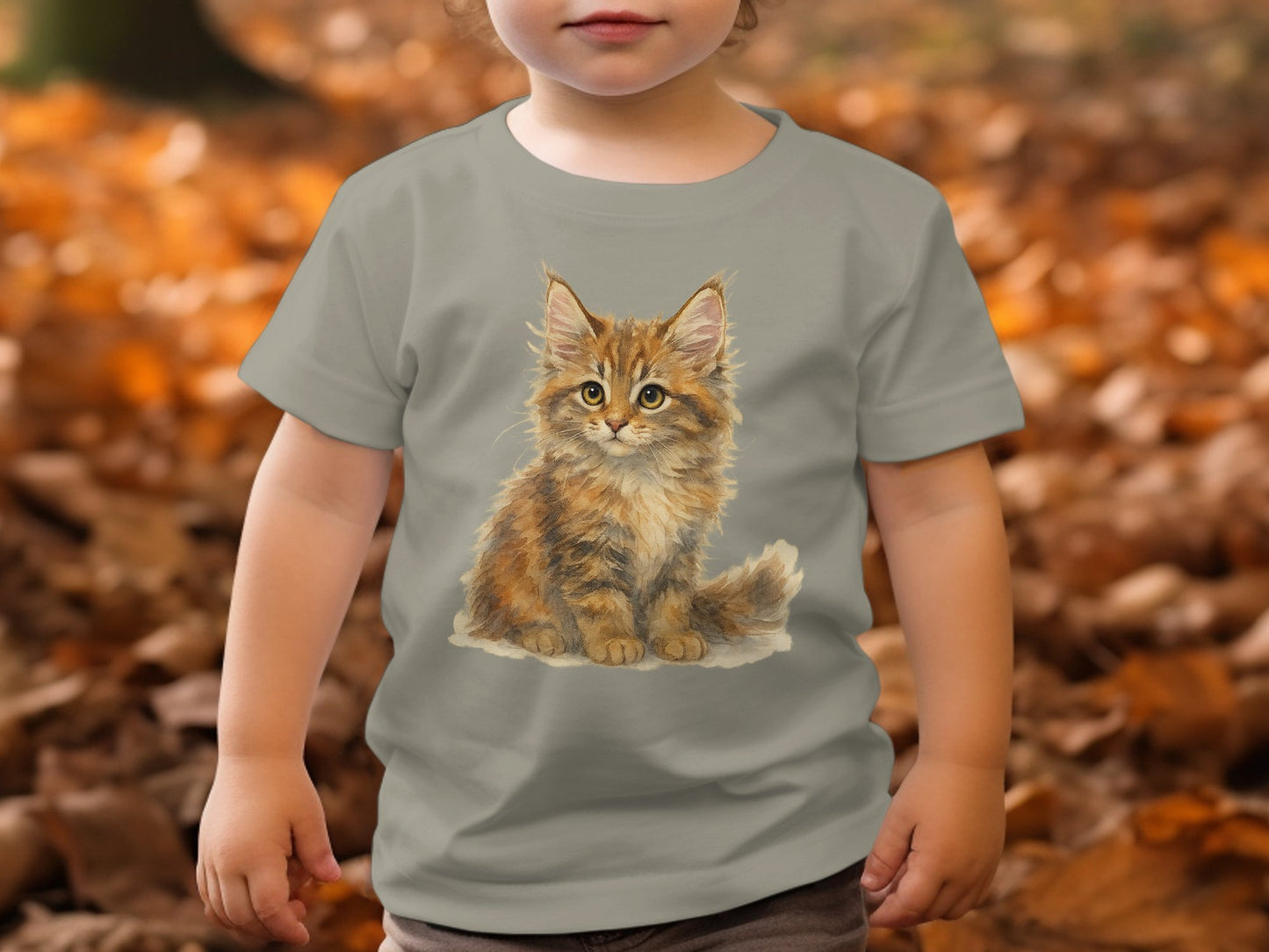 Adorable Kitten Print on Gray Kids T-Shirt product type