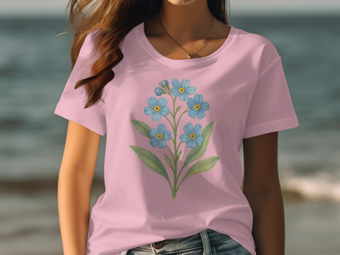 Beautiful Floral Design on Pink Casual T-shirt