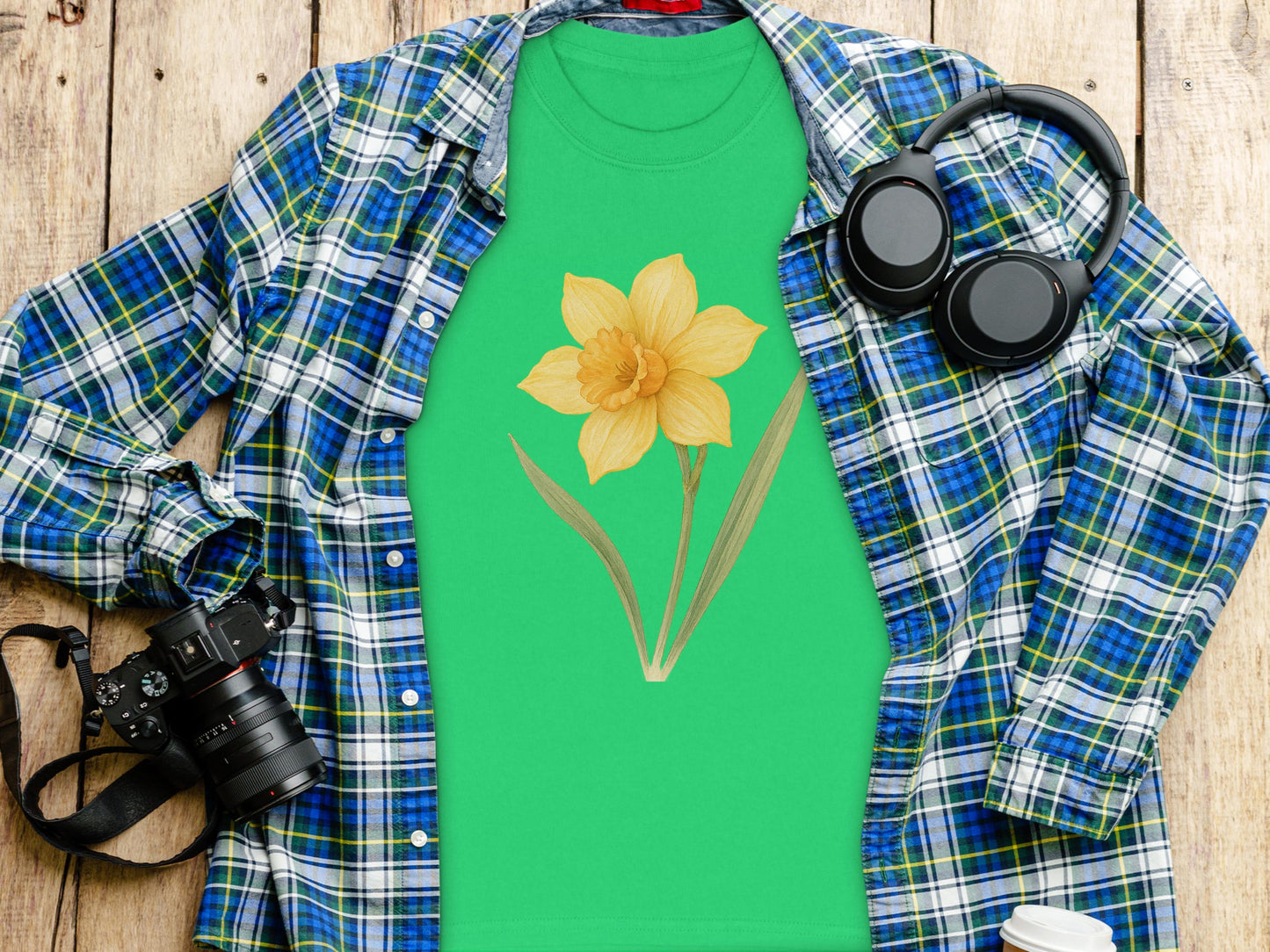 Bright Green Shirt with Yellow Flower Graphic product type