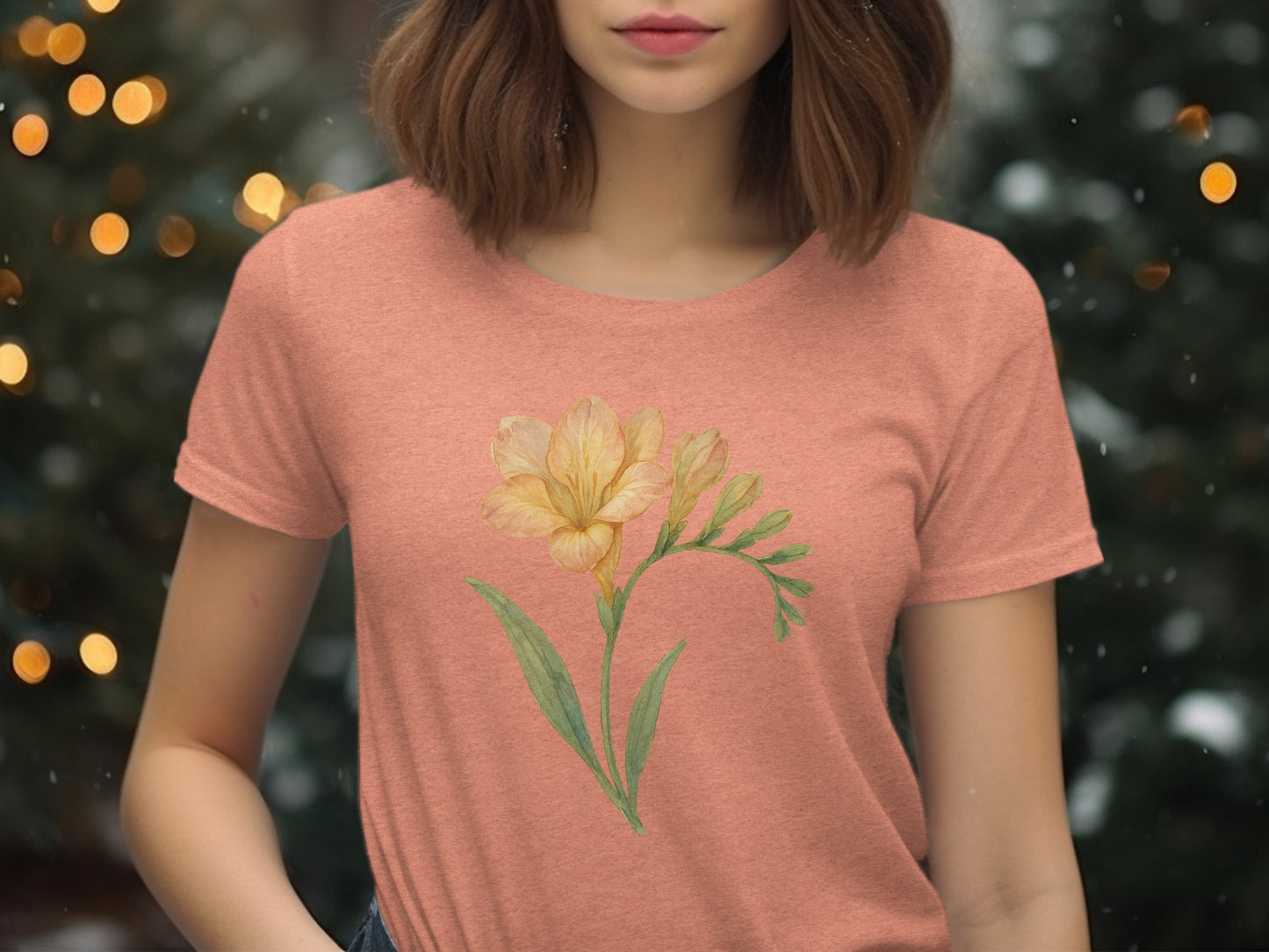 Beautiful Flower Print Casual Short Sleeve T-Shirt product