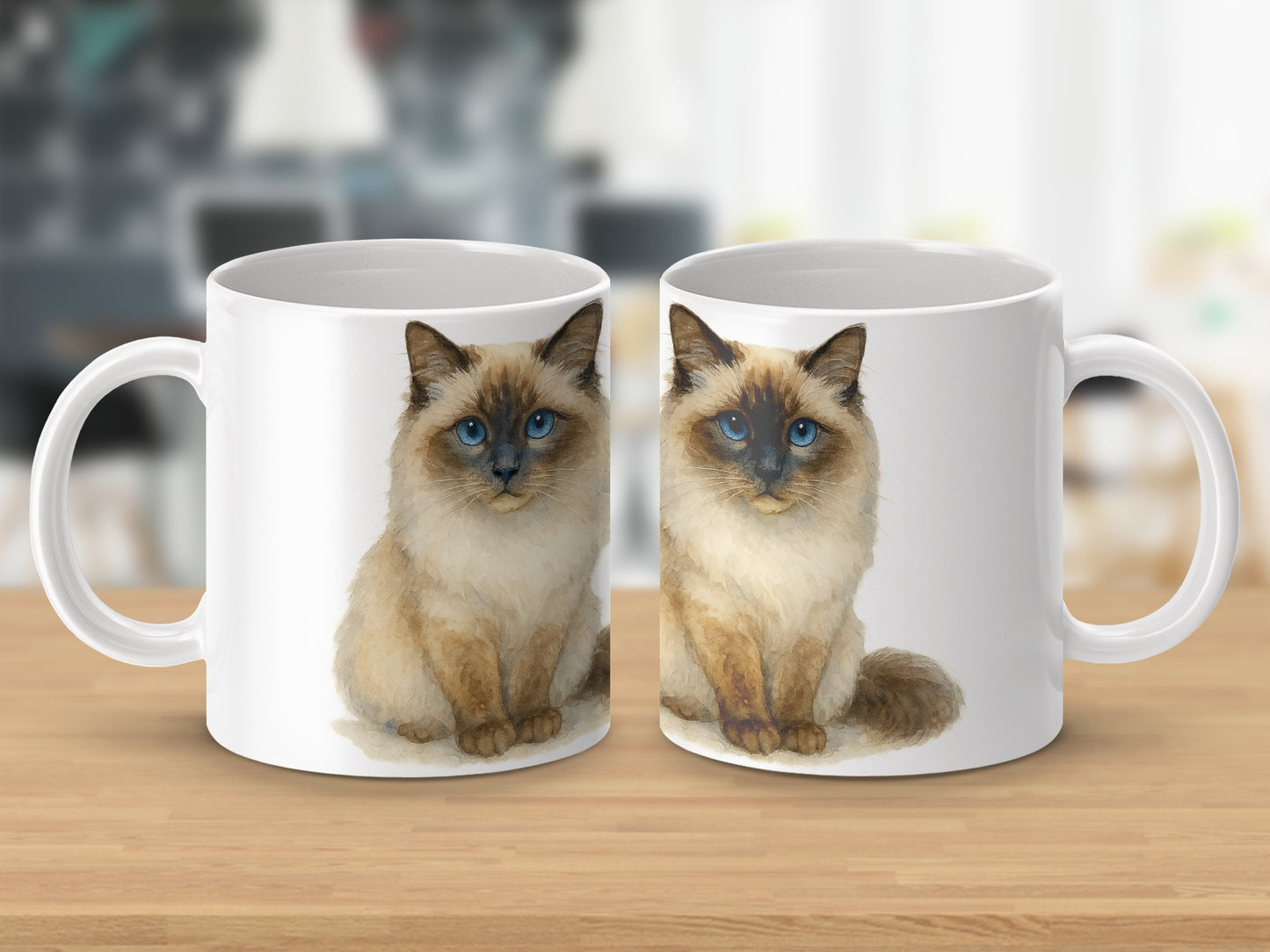 Adorable Blue-Eyed Cat Printed Design Coffee Mug product