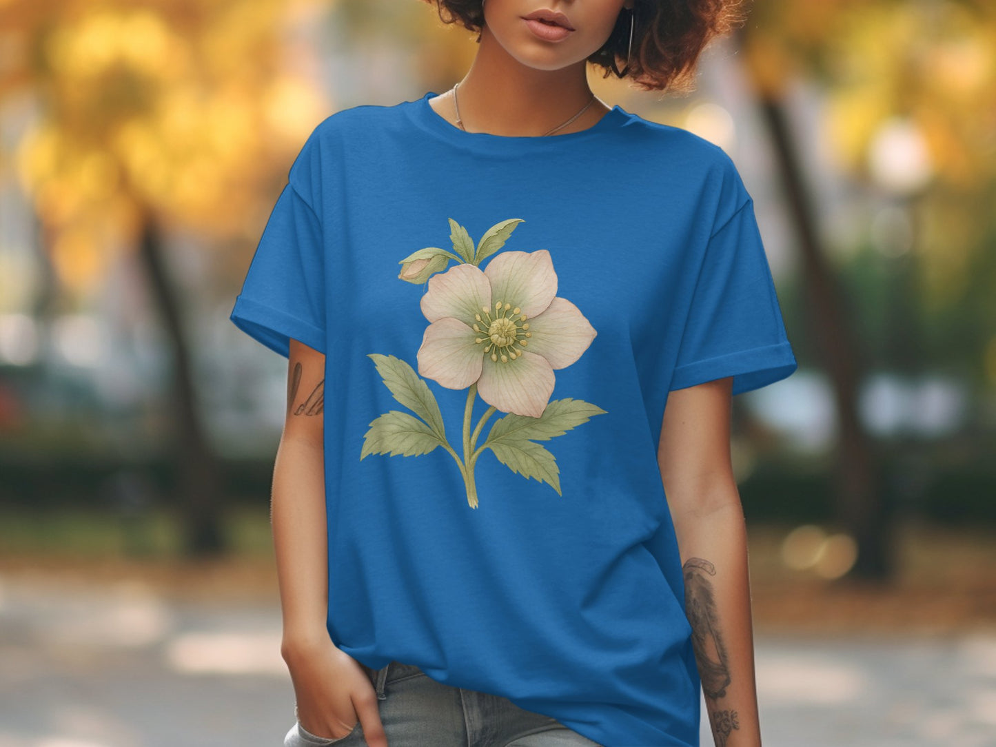 Floral Blue T-Shirt with Stylish Botanical Print product