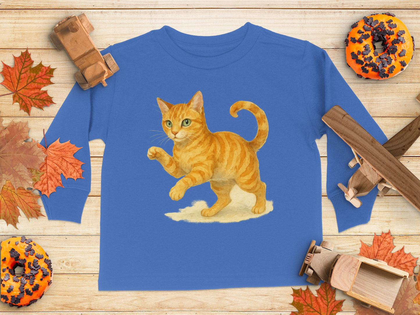 Orange Cat Art Long Sleeve Top for Kids product