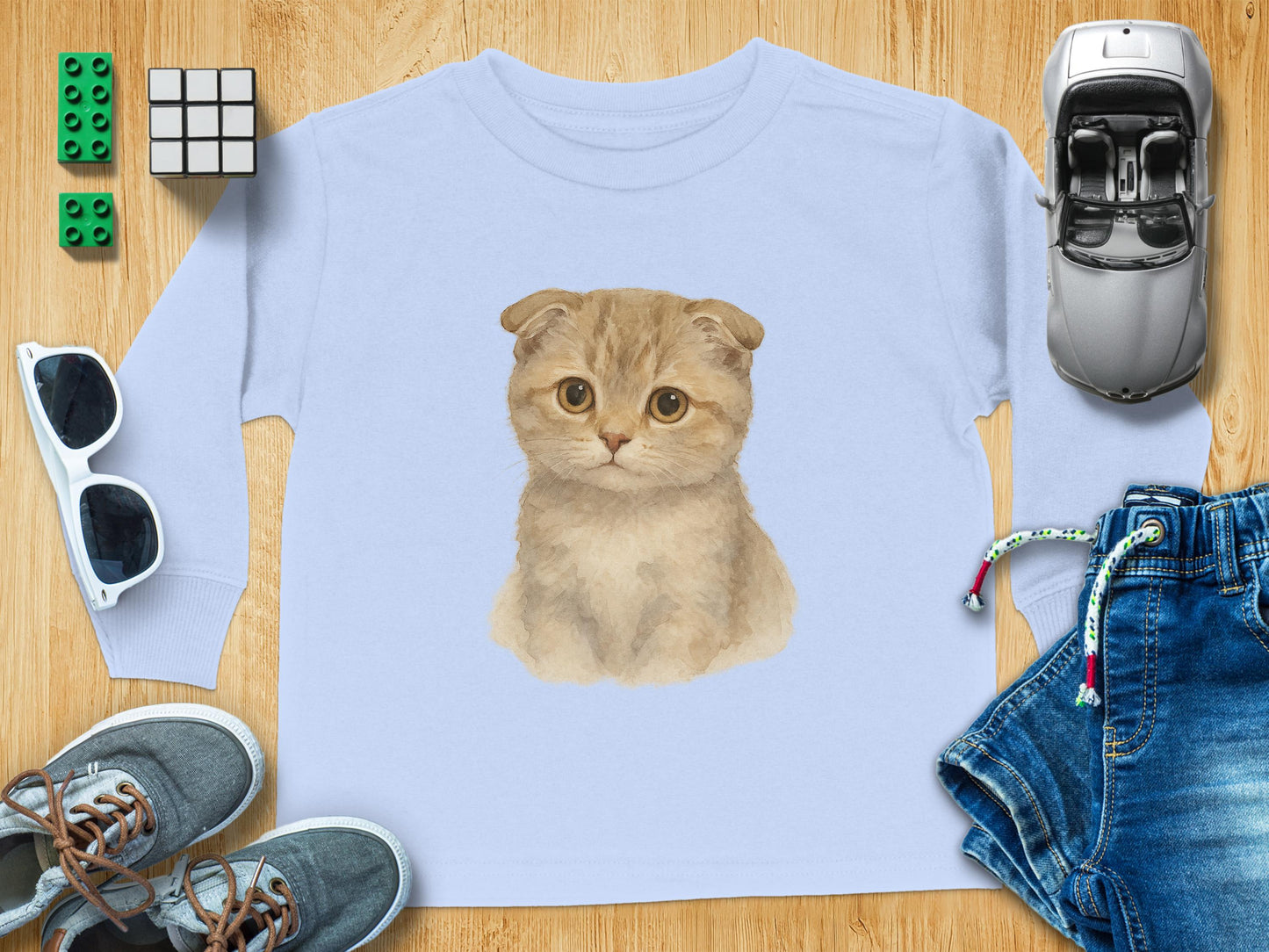 Cute Scottish Fold Cat Print Long Sleeve Shirt product type
