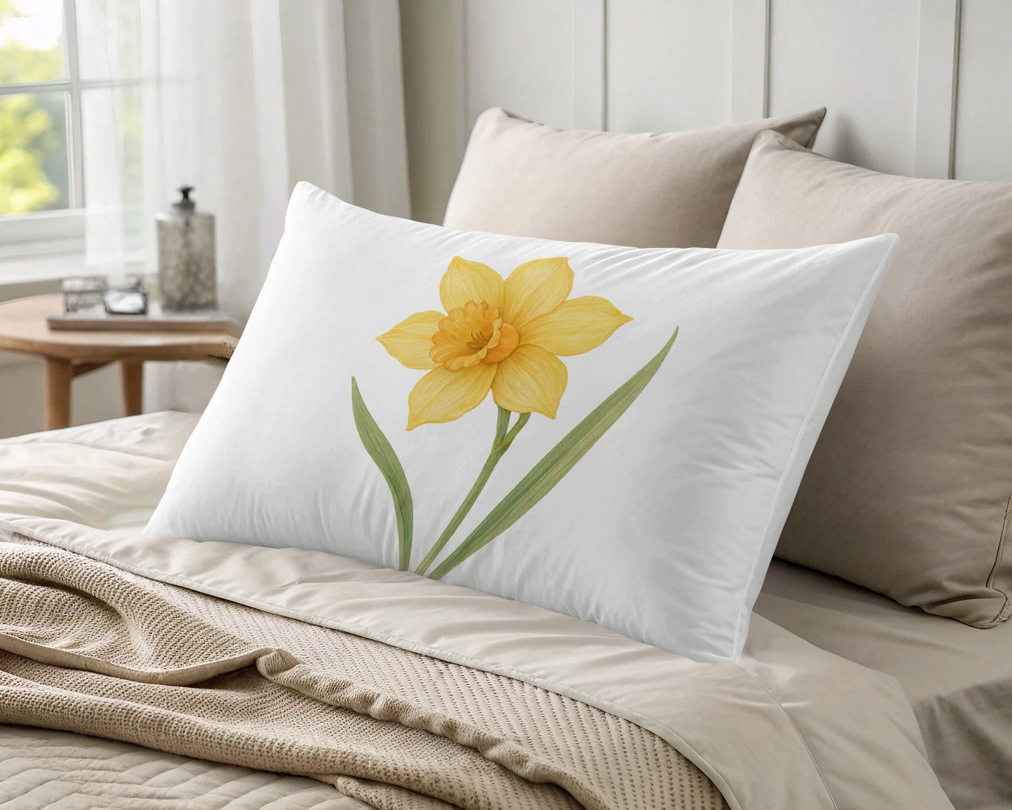 Decorative Pillow with Yellow Daffodil Design product