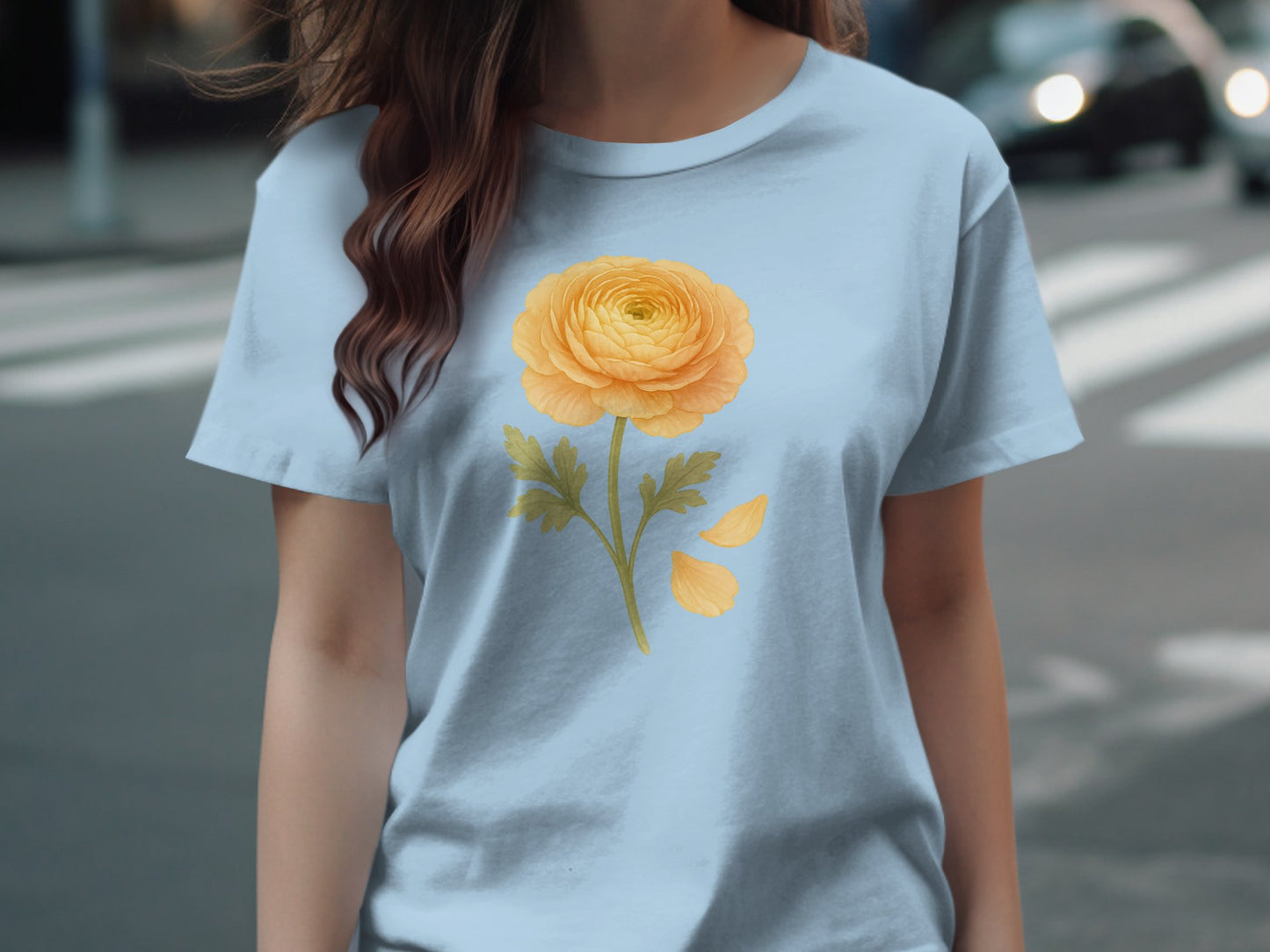 Beautiful Yellow Flower Print Casual Wear T-Shirt product