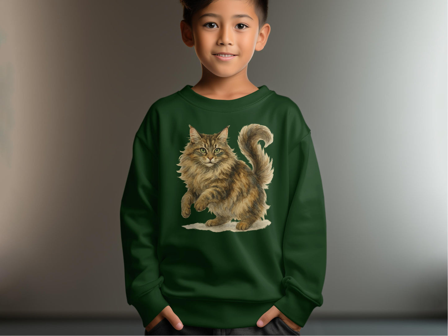 Playful Cat Printed Green Sweatshirt product type