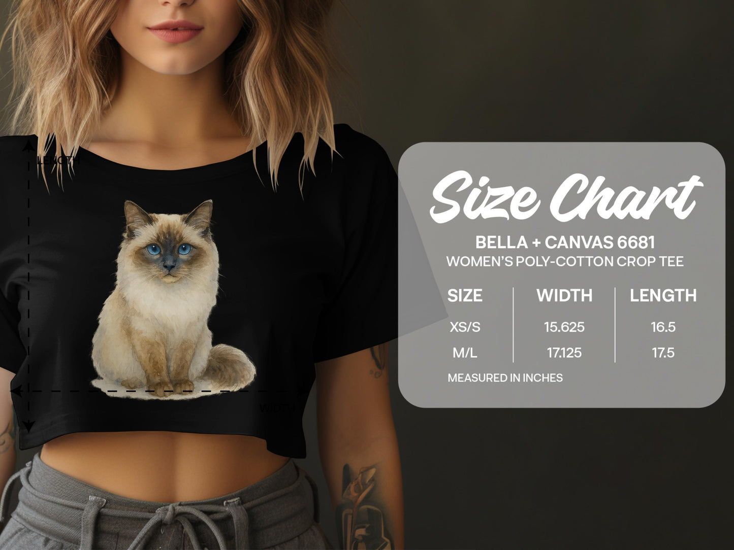Bella Canvas 6681 Womens Cat Print Crop Tee product type