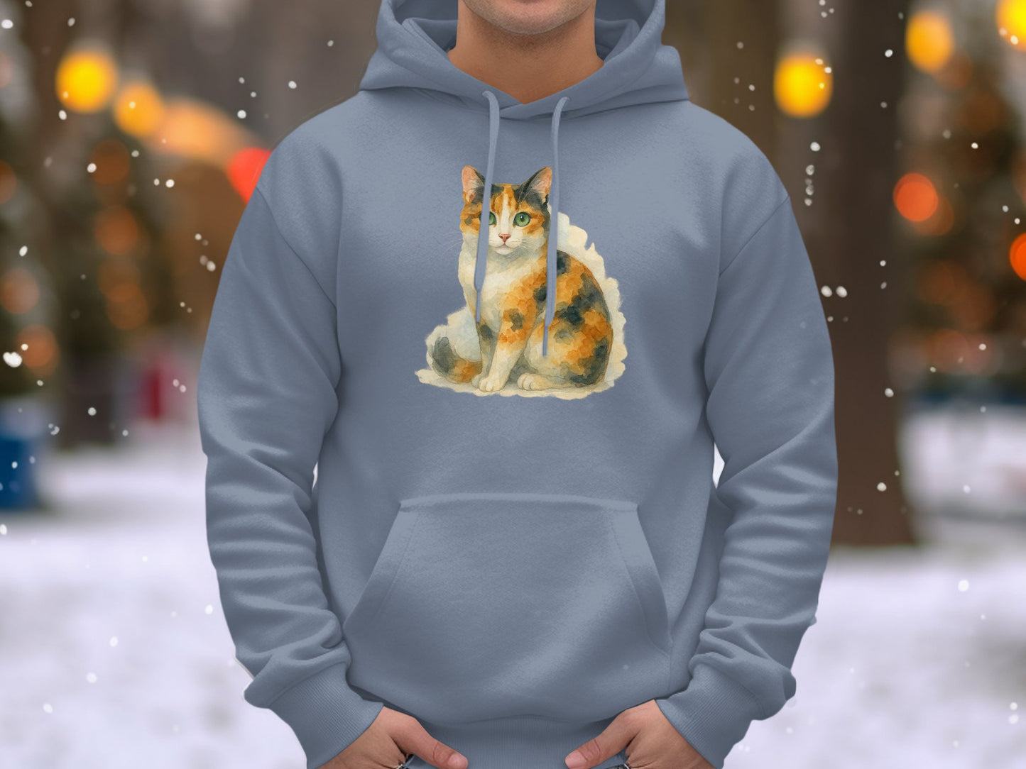 Cozy Hoodie with Cute Calico Cat Design Product
