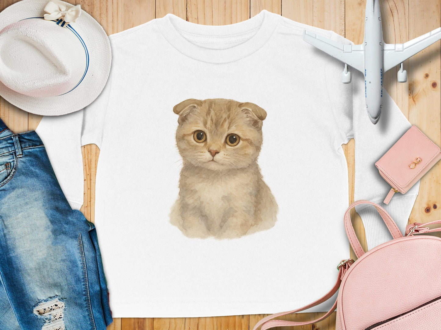 Adorable Scottish Fold Cat Print Long Sleeve Shirt product