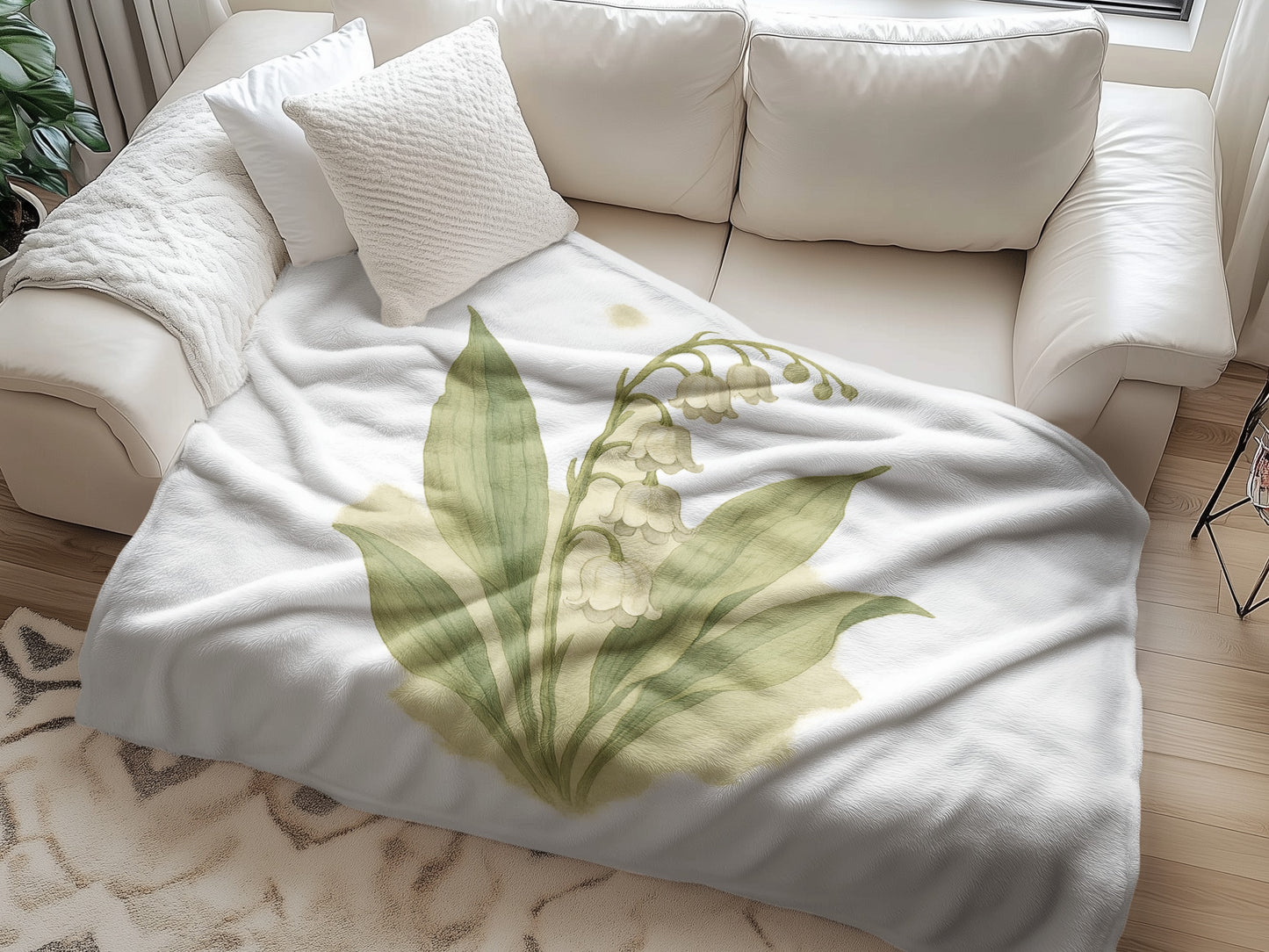Elegant Lily of the Valley Design Throw Blanket product