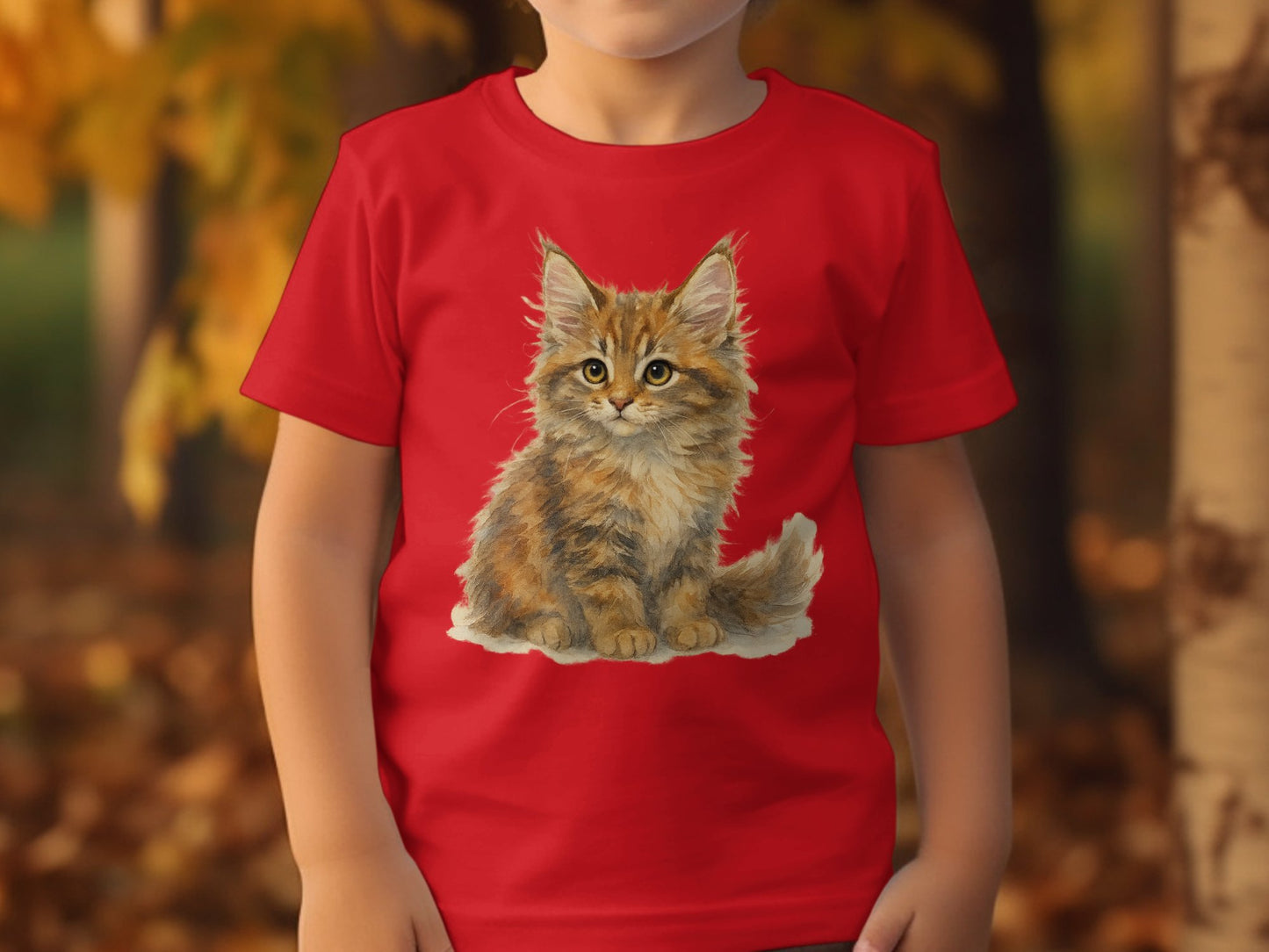 Cute Fluffy Kitten Red Graphic Shirt product type