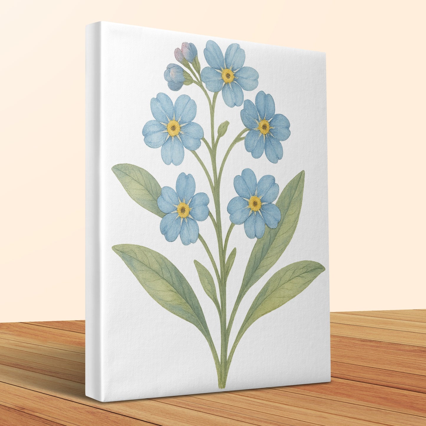 Blue Flowers with Green Leaves Canvas Art product